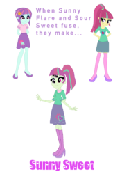 Size: 948x1344 | Tagged: dead source, safe, artist:animeponynintendo, sour sweet, sunny flare, oc, oc:sunny sweet, equestria girls, g4, fusion, fusion:sour sweet, fusion:sourflare, fusion:sunny flare, third eye