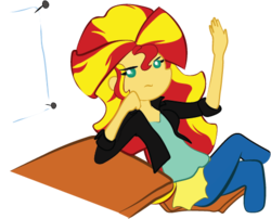 Size: 442x357 | Tagged: safe, artist:princessfireshiner, sunset shimmer, equestria girls, g4, clothes, female, pants, solo