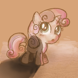 Size: 600x600 | Tagged: safe, artist:sukaponta, sweetie belle, pony, unicorn, g4, female, looking up, offscreen character, shadow, solo