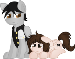 Size: 3469x2749 | Tagged: safe, artist:plone, oc, oc only, oc:kaethela, oc:steamworks, pegasus, pony, high res, simple background, transparent background, worried