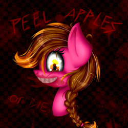 Size: 1861x1861 | Tagged: safe, artist:lixthefork, oc, oc only, oc:lix, pony, apple, food, solo, text