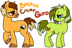 Size: 1024x690 | Tagged: safe, artist:trazodoned, oc, oc only, oc:boston creme, oc:guro, earth pony, pony, undead, zombie, zombie pony, simple background, white background