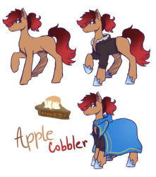 Size: 1351x1528 | Tagged: safe, artist:monnarcha, oc, oc only, oc:apple cobbler, earth pony, pony, clothes, female, mare, raised hoof, reference sheet, simple background, solo, transparent background