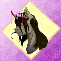 Size: 500x502 | Tagged: safe, artist:mint-and-love, king sombra, pony, g4, aesthetics, bust, bust shot, crystal, male, portrait, solo, stallion