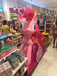 Size: 720x960 | Tagged: safe, pinkie pie, human, pony, equestria girls, g4, brushable, derp, doll, equestria girls minis, freetheponk2016, irl, irl human, life-size pinkie statue, my little pony logo, photo, statue, styling size, taiwan, toy, wat