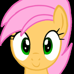Size: 400x400 | Tagged: safe, artist:toyminator900, oc, oc only, oc:beauty cheat, pegasus, pony, animated, black background, bust, derp, gif, looking at you, portrait, simple background, smiling, solo