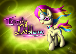 Size: 2480x1748 | Tagged: safe, artist:calena, oc, oc only, oc:trinity deblanc, pony, unicorn, ear piercing, earring, jewelry, multicolored hair, necklace, painting, piercing, profile, signature, solo