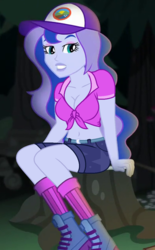 Size: 390x630 | Tagged: safe, edit, edited screencap, editor:ah96, screencap, princess luna, vice principal luna, equestria girls, g4, my little pony equestria girls: legend of everfree, belly button, boots, breast edit, breasts, busty princess luna, cleavage, clothes, cropped, female, front knot midriff, midriff, socks, solo