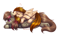 Size: 1582x969 | Tagged: safe, artist:confetticakez, oc, oc only, pegasus, pony, colored pupils, female, mare, simple background, sleeping, white background, zzz