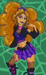 Size: 600x981 | Tagged: safe, artist:sun-shimmer, adagio dazzle, equestria girls, g4, female, lipstick, midriff, nail polish, sharp teeth, solo, teeth