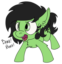 Size: 960x986 | Tagged: safe, artist:lockhe4rt, edit, oc, oc only, oc:filly anon, pony, barking, behaving like a dog, chest fluff, ear fluff, female, filly, solo