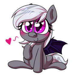 Size: 2000x2000 | Tagged: safe, artist:alittleofsomething, oc, oc only, bat pony, pony, blushing, female, heart, heart eyes, high res, mare, raised hoof, simple background, solo, transparent background, wingding eyes