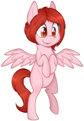 Size: 877x1250 | Tagged: safe, artist:higglytownhero, oc, oc only, oc:weathervane, pegasus, pony, belly button, bipedal, colored pupils, cute, excited, open mouth, simple background, smiling, solo, spread wings, transparent background