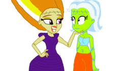 Size: 1193x670 | Tagged: safe, artist:ktd1993, adagio dazzle, trixie, equestria girls, g4, alternate hairstyle, female, frankenstein's monster, lesbian, shipping, triagio