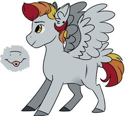 Size: 2700x2500 | Tagged: safe, artist:lxxjunebugxxl, oc, oc only, oc:cirrus dash, pony, blank flank, high res, magical lesbian spawn, male, offspring, parent:derpy hooves, parent:rainbow dash, parents:derpydash, piercing, simple background, solo, stallion, tongue piercing, white background