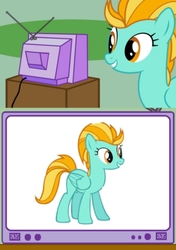 Size: 451x640 | Tagged: safe, lightning dust, pegasus, pony, g4, exploitable meme, female, meme, solo, tv meme