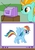 Size: 451x640 | Tagged: safe, lightning dust, rainbow dash, pegasus, pony, g4, exploitable meme, meme, smiling, tv meme