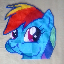 Size: 480x480 | Tagged: safe, artist:melodylawrenceart, rainbow dash, pony, g4, cute, female, perler, puffy cheeks, solo