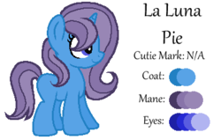 Size: 383x244 | Tagged: safe, artist:kiananuva12, oc, oc only, oc:la luna pie, pony, unicorn, blank flank, female, filly, magical lesbian spawn, offspring, parent:maud pie, parent:trixie, parents:mauxie, reference sheet, solo
