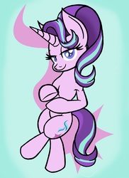 Size: 2913x4000 | Tagged: safe, artist:enzomersimpsons, starlight glimmer, pony, unicorn, g4, abstract background, clapping, colored pupils, cutie mark, female, lidded eyes, looking at you, smiling, solo, starlight says bravo, underhoof