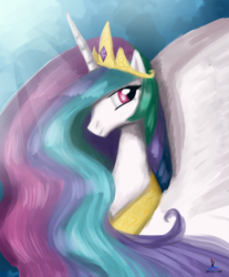 Size: 800x968 | Tagged: safe, artist:planetrina, princess celestia, pony, g4, crown, female, jewelry, looking at you, regalia, solo