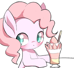 Size: 1068x979 | Tagged: safe, artist:ccc, pinkie pie, earth pony, pony, g4, female, food, mare, solo, sundae