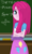 Size: 2987x5025 | Tagged: safe, artist:oatmeal, pinkie pie, equestria girls, g4, beautiful, chalkboard, classroom, clothes, crossed arms, detention, female, hair over one eye, high res, jacket, looking at you, pinkamena diane pie, sad, skirt, solo