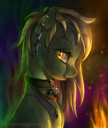 Size: 2000x2360 | Tagged: safe, artist:marejestic, oc, oc only, earth pony, pony, ear piercing, earring, high res, jewelry, looking at you, necklace, piercing, profile, solo