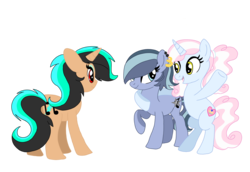 Size: 2900x1999 | Tagged: safe, artist:smileverse, oc, oc only, oc:blueberry pie, oc:pop music, oc:rock star, earth pony, pony, unicorn, base used, ear piercing, earring, jewelry, looking at each other, magical lesbian spawn, offspring, parent:octavia melody, parent:pinkie pie, parent:pokey pierce, parent:vinyl scratch, parents:mauxie, parents:pokeypie, parents:scratchtavia, piercing