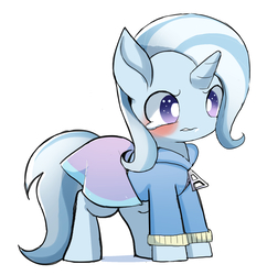 Size: 1702x1755 | Tagged: safe, artist:ccc, trixie, pony, unicorn, g4, clothes, crying, equestria girls outfit, female, mare, simple background, skirt, solo, sweater, white background