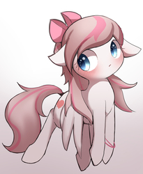 Size: 1367x1668 | Tagged: safe, artist:ccc, angel wings, pegasus, pony, g4, blushing, cute, female, floppy ears, flying, gradient background, mare, pixiv, solo