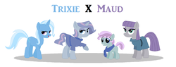 Size: 1568x598 | Tagged: safe, artist:charahumangirl, maud pie, trixie, pony, unicorn, g4, base used, clothes, female, lesbian, magical lesbian spawn, mare, offspring, parent:maud pie, parent:trixie, parents:mauxie, ship:mauxie, shipping