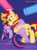 Size: 2048x2732 | Tagged: safe, artist:cinnamon-swirls, sunset shimmer, twilight sparkle, alicorn, pony, unicorn, g4, blushing, crying, dancing, female, high res, lesbian, looking at each other, rose in mouth, ship:sunsetsparkle, shipping, story included, twilight sparkle (alicorn)