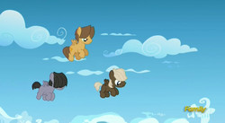 Size: 832x456 | Tagged: safe, screencap, dumbbell, hoops, quarterback, g4, the lost treasure of griffonstone, boy bullies, colt, cute, discovery family logo, flashback, male, younger