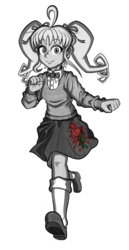 Size: 325x629 | Tagged: safe, artist:pedantczepialski, oc, oc only, oc:rozenwyn, equestria girls, g4, alternate universe, clothes, equestria girls-ified, equestria girls: the parody series, looking at you, monochrome, solo