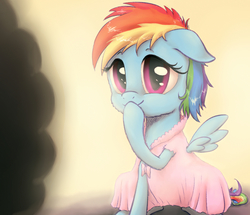 Size: 1464x1258 | Tagged: safe, artist:plotcore, rainbow dash, pony, g4, clothes, cute, female, filly, filly rainbow dash, rainbow dash always dresses in style, shirt, solo