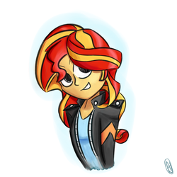 Size: 3000x3000 | Tagged: safe, artist:shoobaofhooba, sunset shimmer, equestria girls, g4, clothes, cute, female, high res, shimmerbetes, signature, smiling, solo