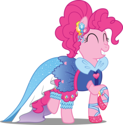Size: 5309x5363 | Tagged: safe, artist:sugar-loop, pinkie pie, earth pony, pony, equestria girls, g4, my little pony equestria girls: legend of everfree, ^^, absurd resolution, bloomers, clothes, crystal gala, crystal gala dress, dress, equestria girls outfit, eyes closed, female, happy, raised hoof, simple background, smiling, solo, transparent background, vector
