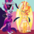Size: 2560x2560 | Tagged: safe, artist:cybersquirrel, sci-twi, sunset shimmer, twilight sparkle, equestria girls, g4, daydream shimmer, feather, for science, force field, high res, midnight sparkle, tickling