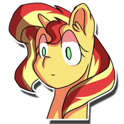 Size: 512x512 | Tagged: safe, artist:kenishra, sunset shimmer, pony, unicorn, g4, blank stare, bust, ear fluff, female, portrait, simple background, solo, transparent background