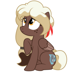 Size: 7000x7000 | Tagged: safe, artist:besttubahorse, oc, oc only, oc:sweet mocha, pegasus, pony, .svg available, absurd resolution, alternate hairstyle, cutie mark, freckles, raised hoof, simple background, sitting, solo, transparent background, vector