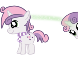 Size: 1600x1200 | Tagged: safe, artist:toyminator900, sweetie belle, oc, oc:cyan lightning, pony, unicorn, g4, colt, duo, female, filly, magic, male, manipulation, possessed, possession, recolor, simple background, transparent background, wat