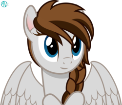 Size: 2600x2238 | Tagged: safe, artist:arifproject, oc, oc only, oc:spectrum blaze, pegasus, pony, g4, blue eyes, brown hair, high res, simple background, solo, transparent background, vector, wings