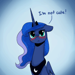 Size: 1200x1200 | Tagged: safe, artist:anticular, princess luna, alicorn, pony, ask sunshine and moonbeams, :t, animated, blatant lies, blushing, cute, eye shimmer, female, gif, i'm not cute, lies, lunabetes, madorable, mare, scrunchy face, solo, tsundere, tsunderuna