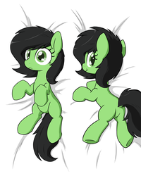Size: 8000x10000 | Tagged: safe, artist:skitter, oc, oc only, oc:filly anon, earth pony, pony, absurd resolution, adoranon, body pillow, body pillow design, butt, colored pupils, cute, dock, female, filly, foal, looking at you, on back, plot, solo