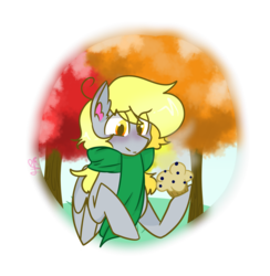 Size: 1024x1048 | Tagged: safe, artist:cubbybatdoodles, derpy hooves, pony, g4, clothes, female, food, muffin, scarf, simple background, solo, transparent background