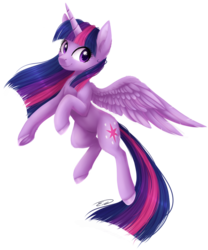 Size: 796x959 | Tagged: safe, artist:doekitty, twilight sparkle, alicorn, pony, g4, female, flying, mare, raised hoof, simple background, smiling, solo, transparent background, twilight sparkle (alicorn), underhoof