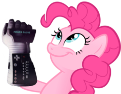 Size: 2095x1629 | Tagged: safe, pinkie pie, earth pony, pony, g4, female, look what pinkie found, meme, nintendo, power glove, simple background, solo, the wizard (film), transparent background, vector