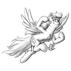 Size: 1000x1000 | Tagged: safe, artist:blue-paint-sea, rainbow dash, pony, g4, armpits, female, flexing, flying, looking at you, monochrome, signature, simple background, sketch, smiling, solo, white background