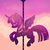 Size: 2000x2000 | Tagged: safe, artist:puffpink, twilight sparkle, alicorn, pony, g4, carousel, cloud, eyes closed, female, high res, raised hoof, solo, spread wings, stars, twilight sparkle (alicorn)